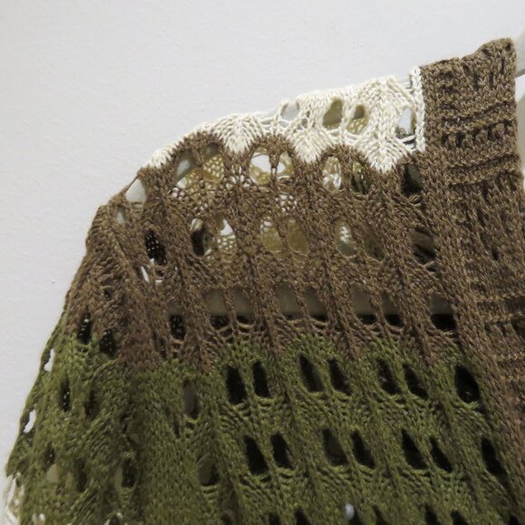 DOLLS KILL DELIA'S Striped Stunner Crochet Knit Cardigan Khaki Punk Goth NWT - Picture 5 of 15